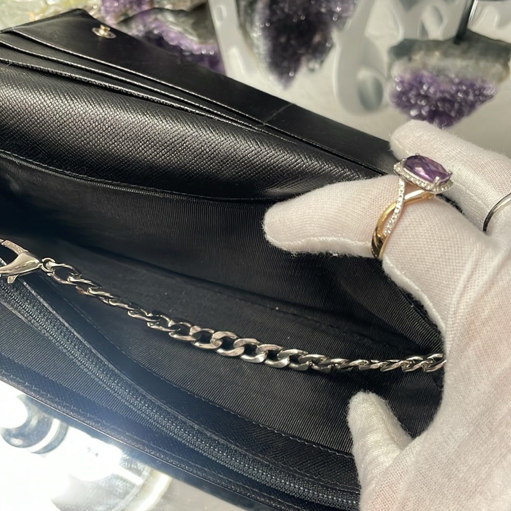 🖤🔥 EUC  PRADA MILANO TESSUTO NYLON BIFOLD WALLET, vintage with chain - Picture 12 of 13